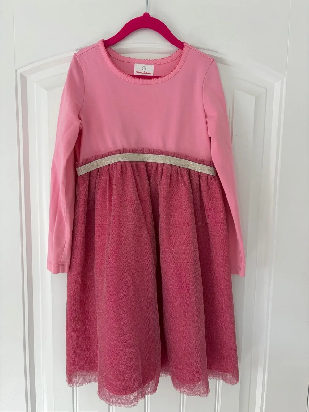 Hanna Andersson Dress | Pink Layered Tulle Long-Sleeve Dress | 6/7